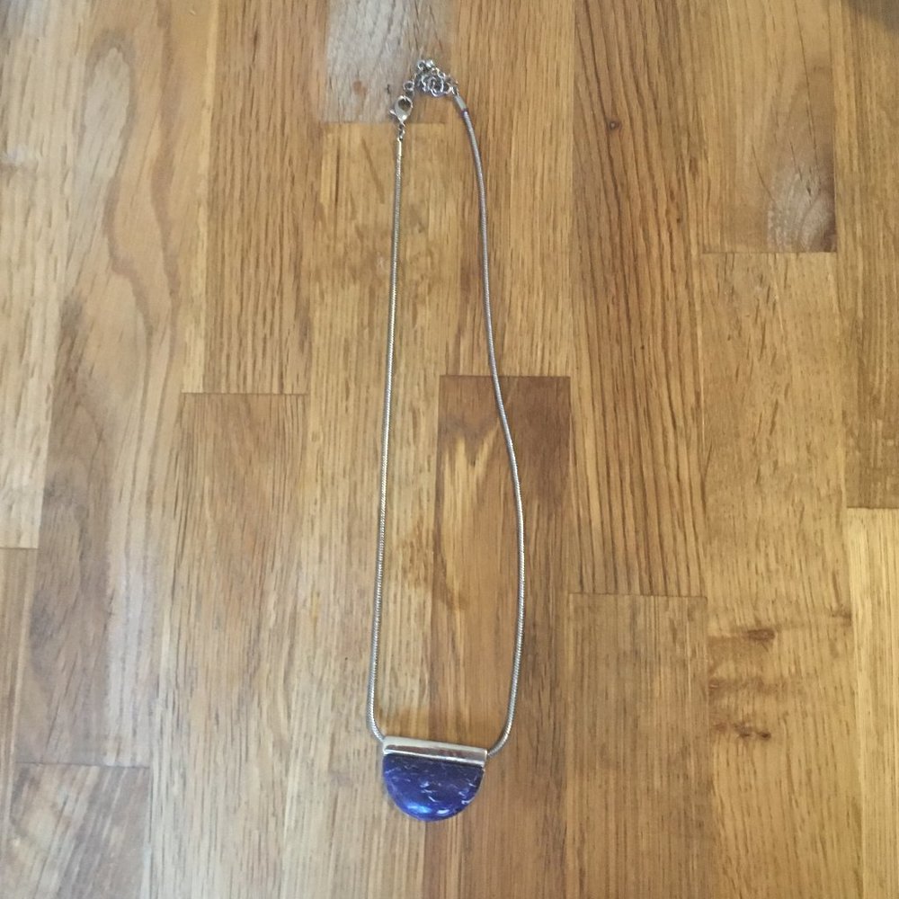 Blue Stone Pendant - Collar length